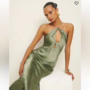 Reformation Yesenia Sage Backless Halter Dress